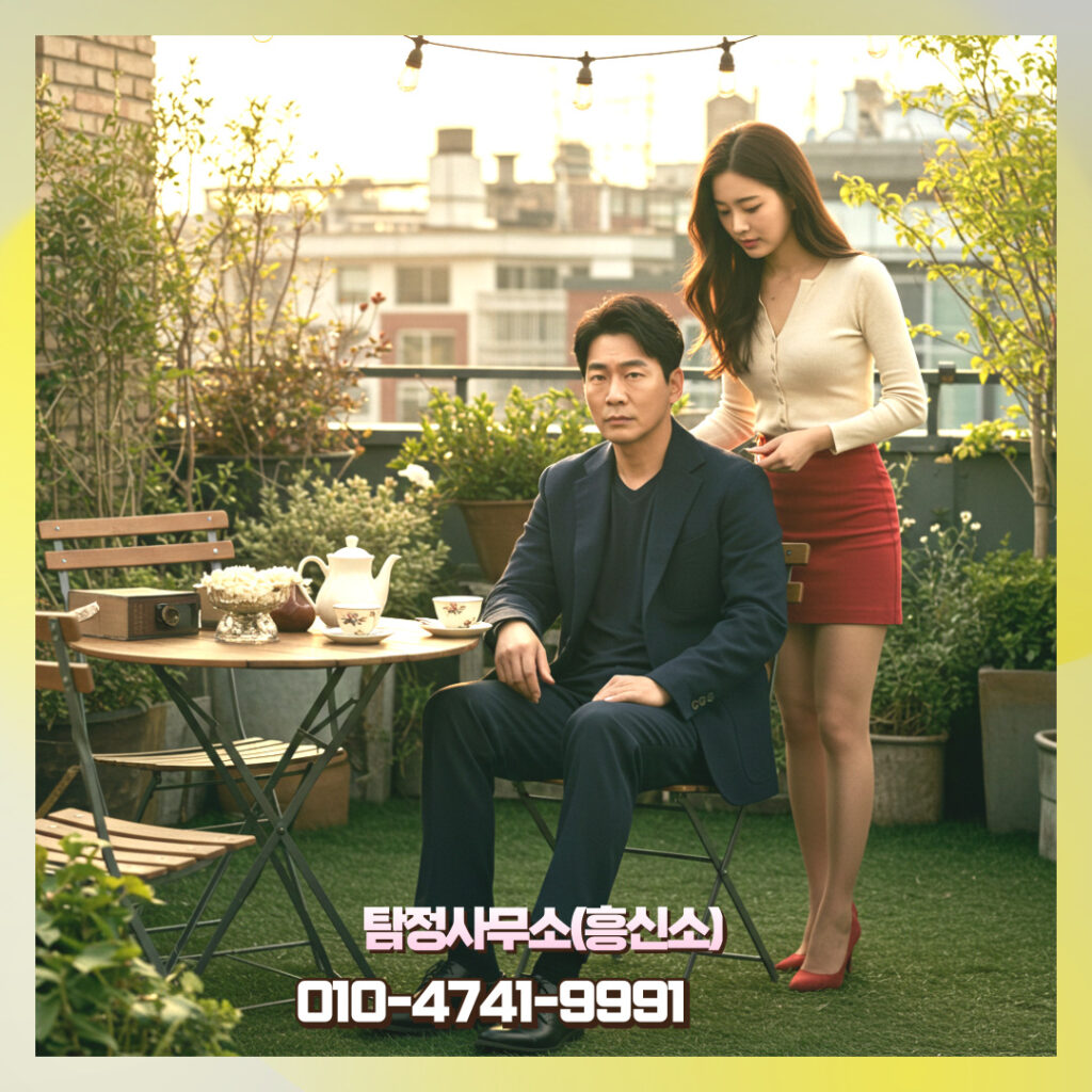 탐정이 상담 의뢰인과 대화하는 장면