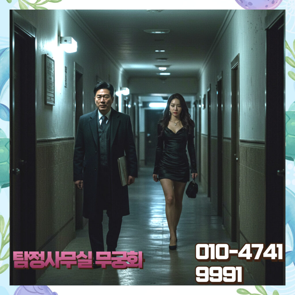 현대 탐정사무실 내부에서 상담사가 합법적 절차를 안내하는 장면