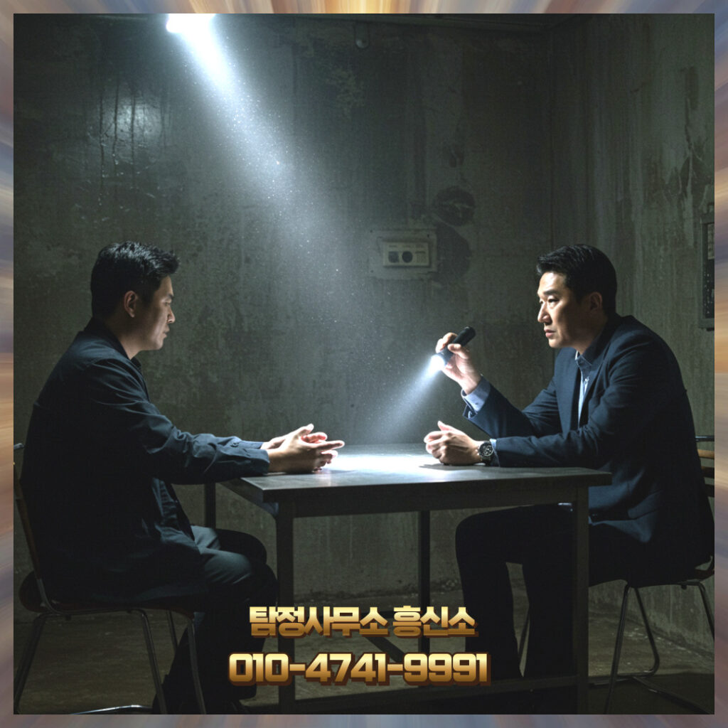 전문가와 탐정이 상담 방향을 논의하는 장면