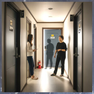 탐정이 의뢰인의 상담 기록을 검토하며 사람찾기 계획을 세우는 장면