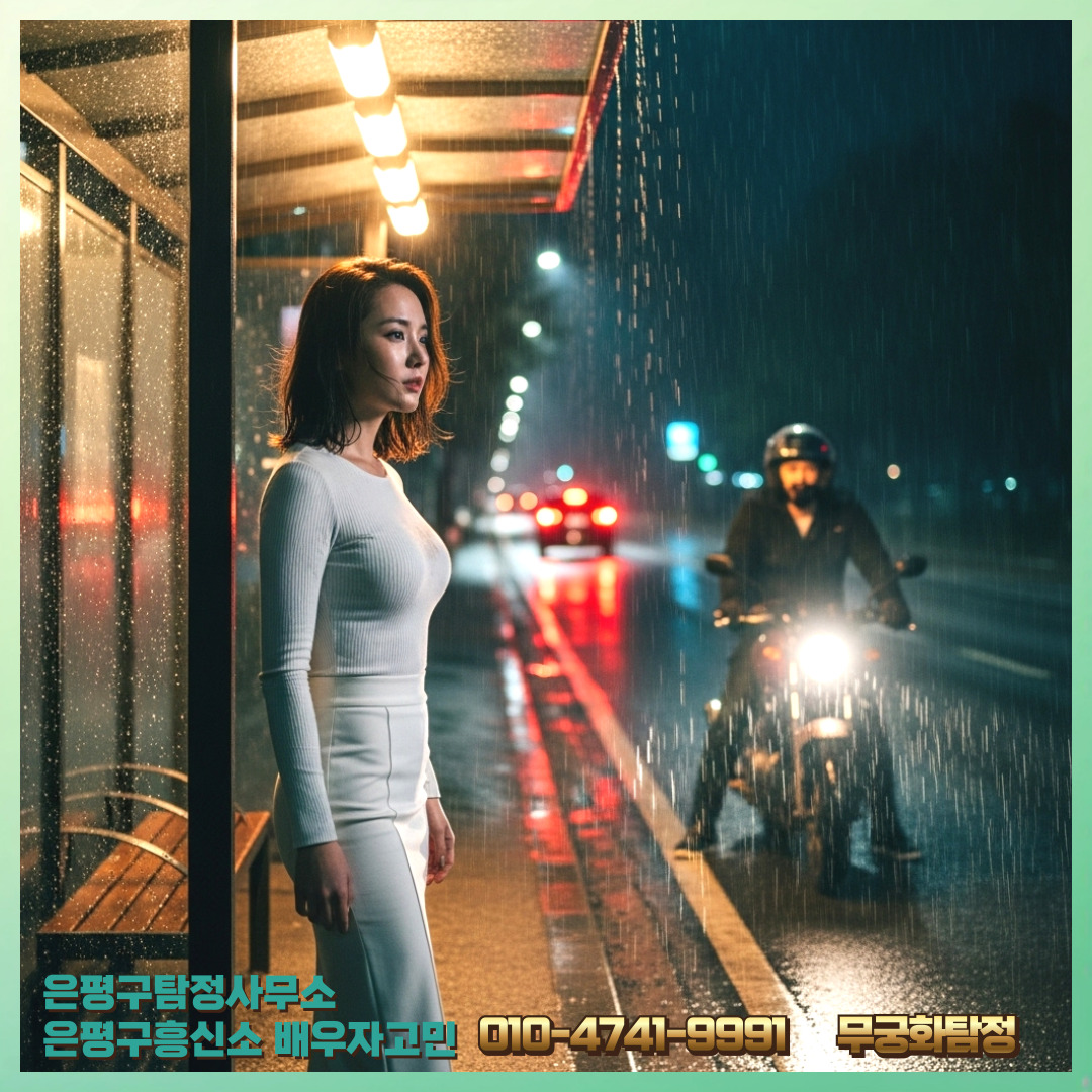 은평구탐정사무소에서 배우자고민 상담을 진행하는 탐정과 의뢰인의 대화 장면