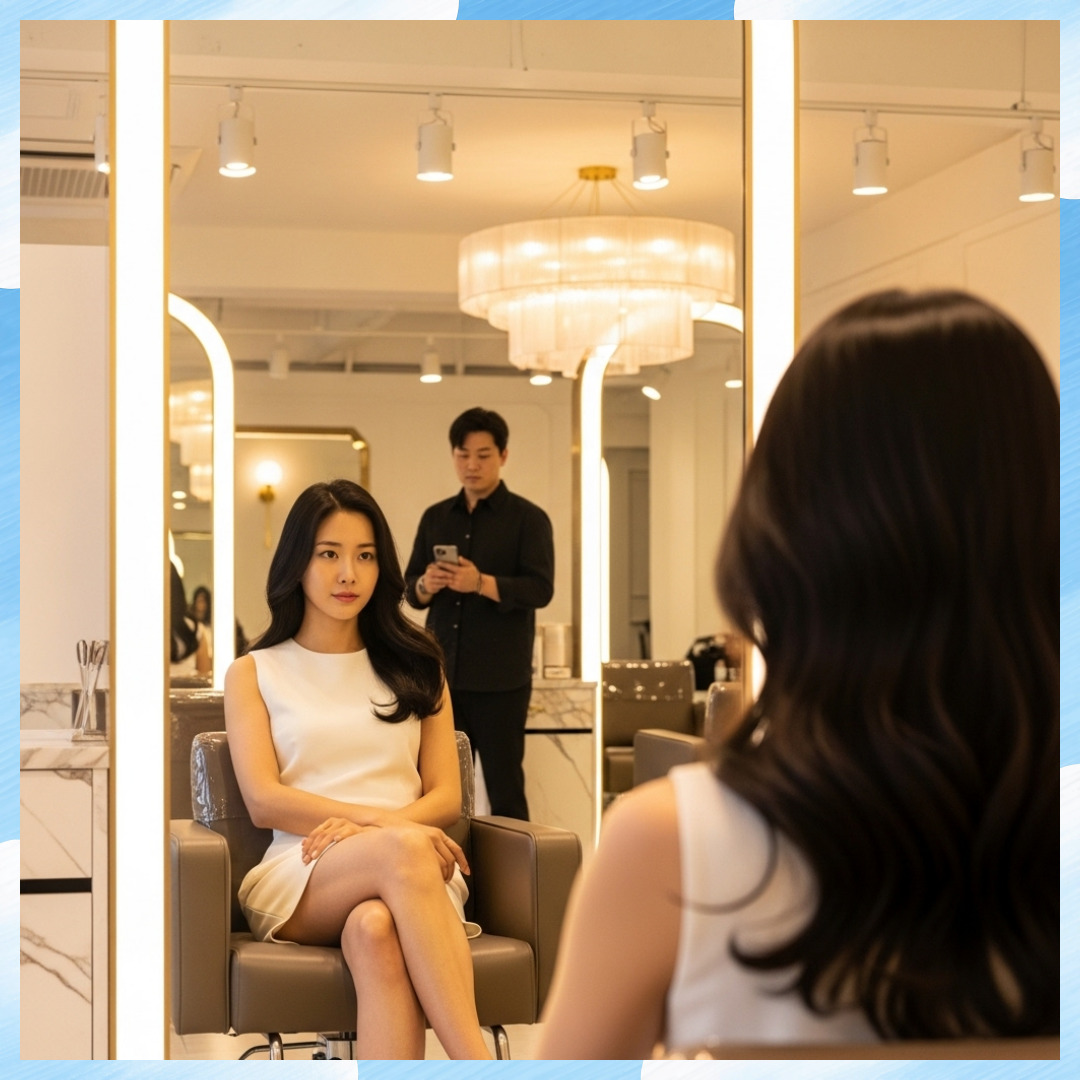 성북구탐정사무소에서 탐정이 직장 관련 자료를 검토하는 장면