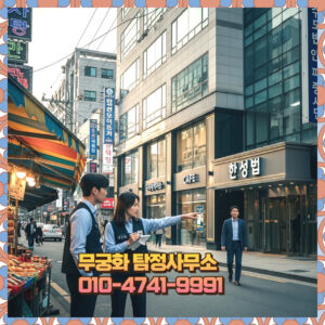 상록구탐정사무소 투자 계약 관련 서류를 두고 상대 정보를 확인하며 대화를 나누는 상담 장면